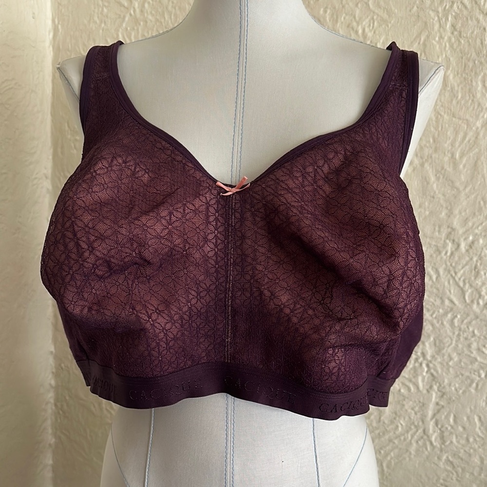 Cacique Lane Bryant Unlined Full Coverage No Wire Purple Lace Bra